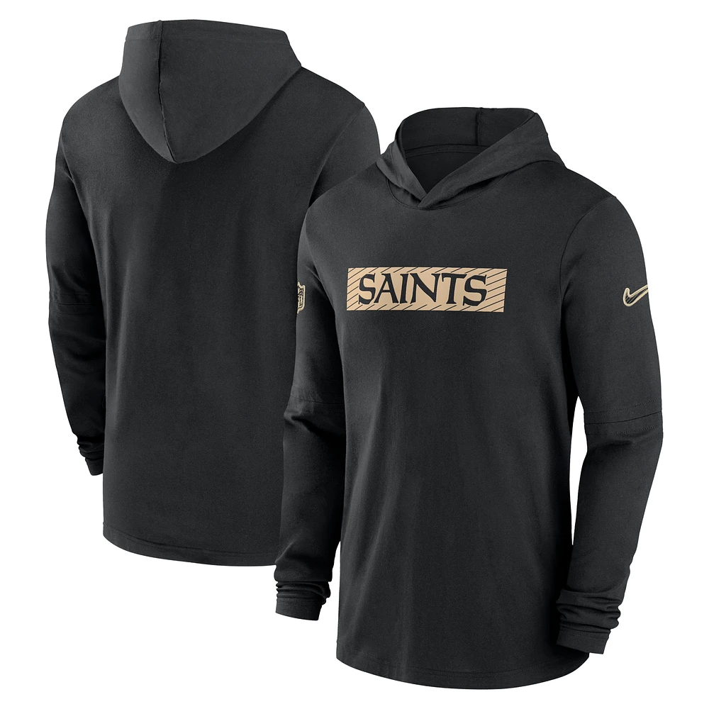 Men's Nike Black New Orleans Saints Sideline Hoodie Performance Long Sleeve T-Shirt