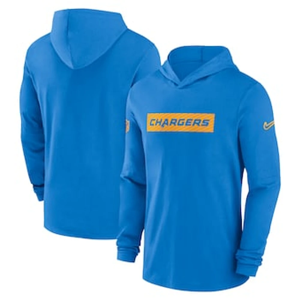 Men's Nike Powder Blue Los Angeles Chargers Sideline Hoodie Performance Long Sleeve T-Shirt