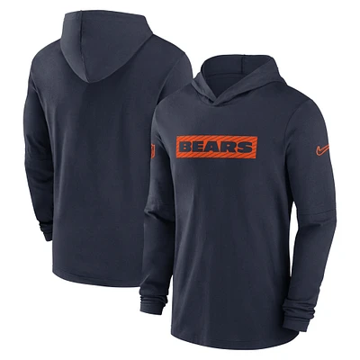 Men's Nike Navy Chicago Bears Sideline Hoodie Performance Long Sleeve T-Shirt