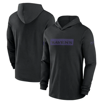 Men's Nike Black Baltimore Ravens Sideline Hoodie Performance Long Sleeve T-Shirt