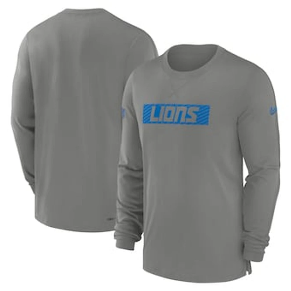 Men's Nike Gray Detroit Lions Sideline Player Performance Long Sleeve T-Shirt