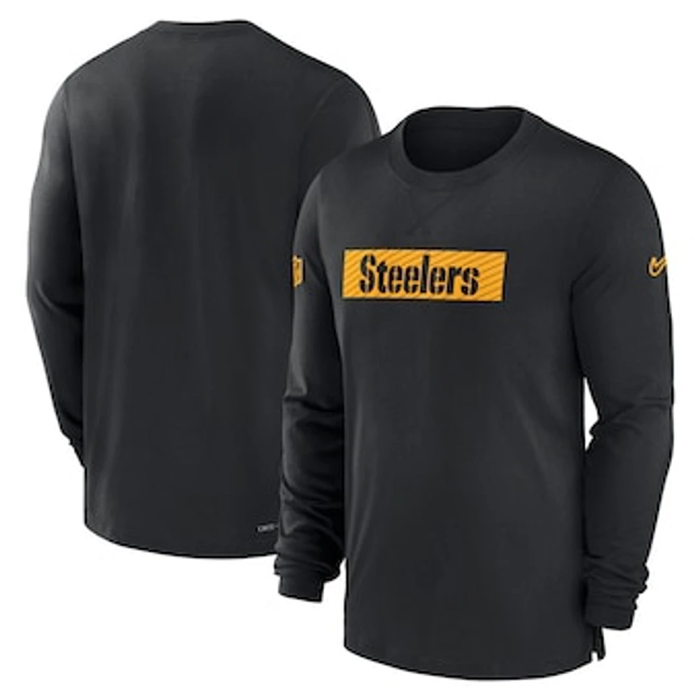 Men's Nike Black Pittsburgh Steelers Sideline Player Performance Long Sleeve T-Shirt