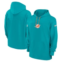 Men's Nike Aqua Miami Dolphins Sideline Jersey Performance Pullover Hoodie