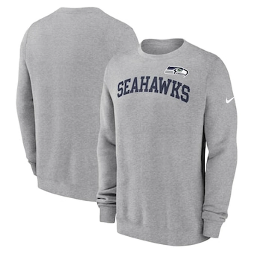 Men's Nike Heather Gray Seattle Seahawks Club Pullover Sweatshirt