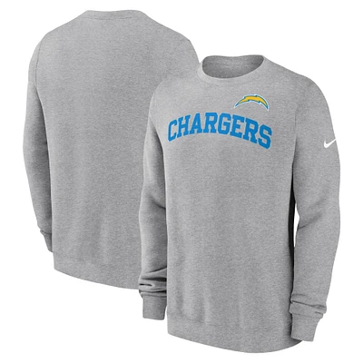 Men's Nike Heather Gray Los Angeles Chargers Club Pullover Sweatshirt