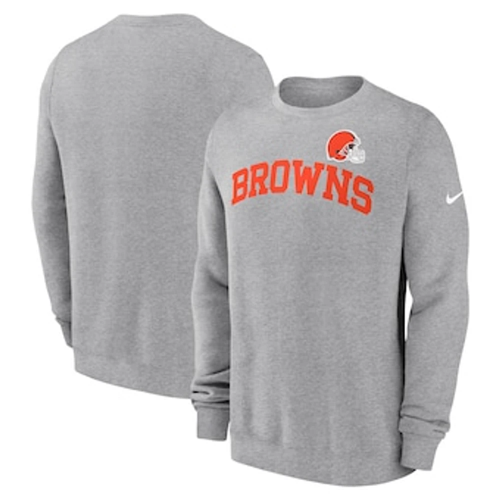 Men's Nike Heather Gray Cleveland Browns Club Pullover Sweatshirt