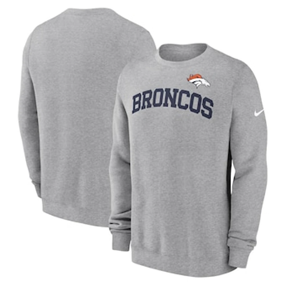 Men's Nike Heather Gray Denver Broncos Club Pullover Sweatshirt