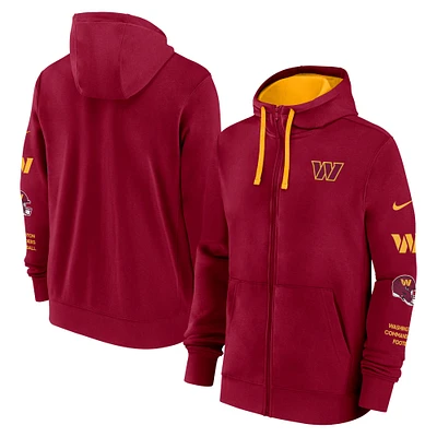 Men's Nike Burgundy Washington Commanders Club Full-Zip Hoodie Jacket