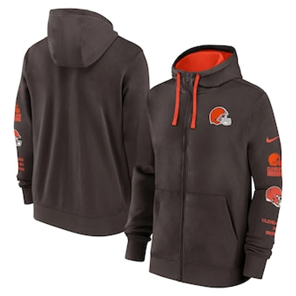 Men's Nike Brown Cleveland Browns Club Full-Zip Hoodie Jacket