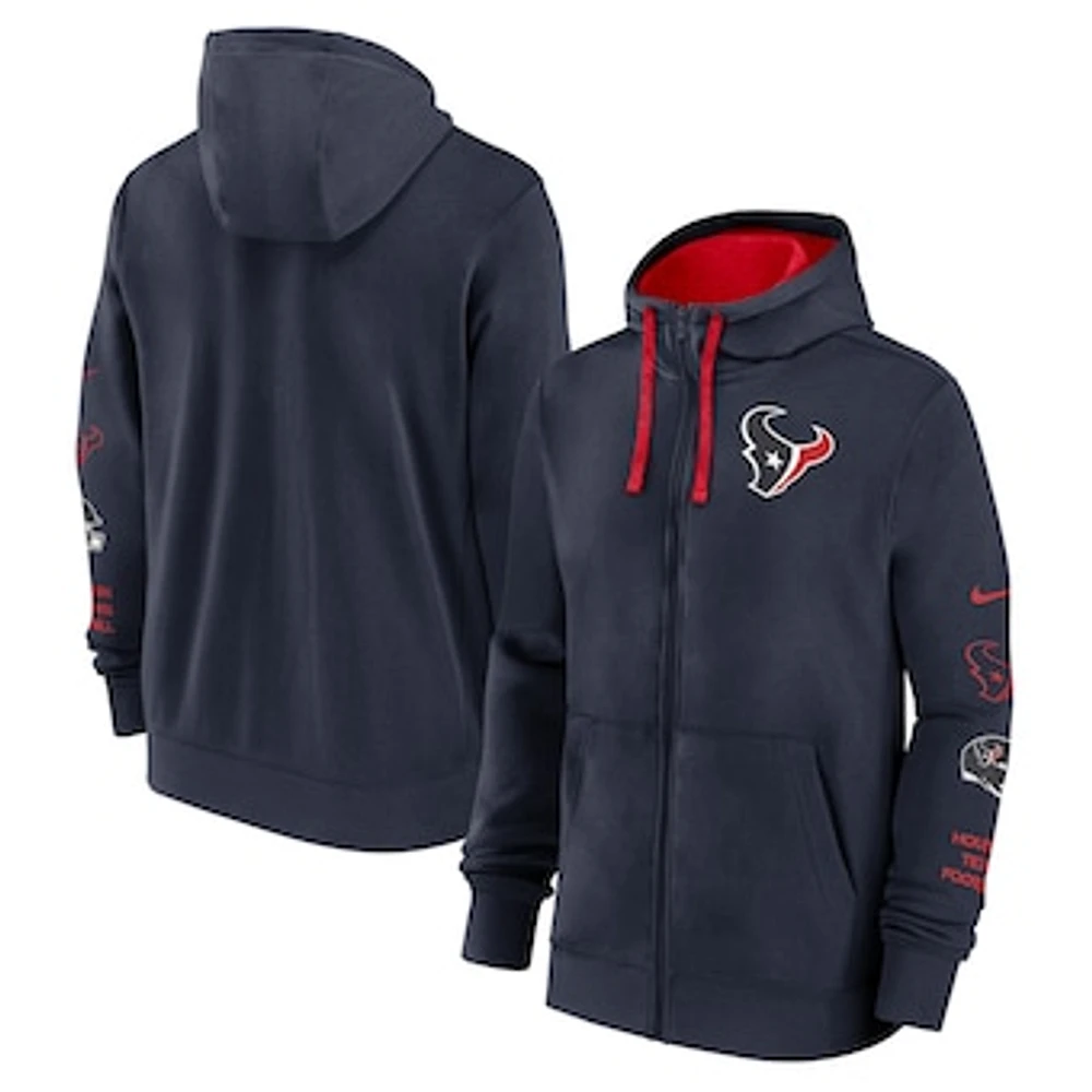 Men's Nike Navy Houston Texans Club Full-Zip Hoodie Jacket