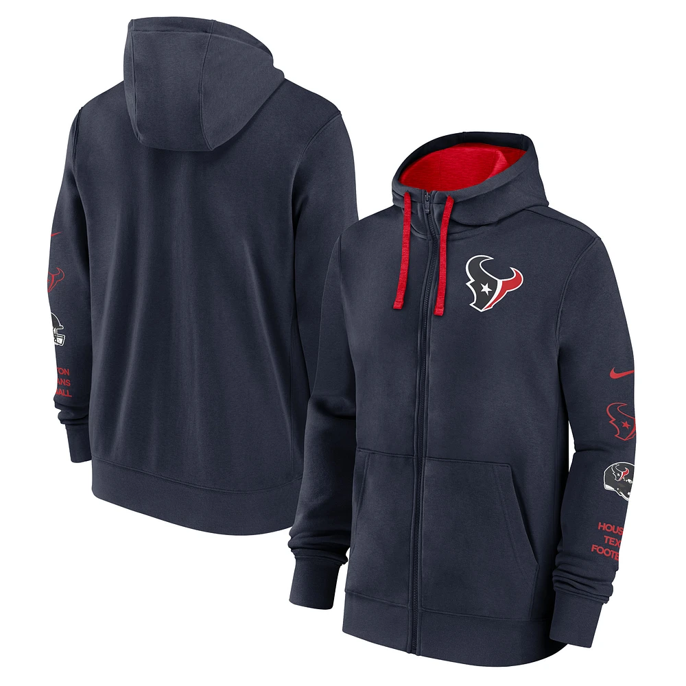 Men's Nike Navy Houston Texans Club Full-Zip Hoodie Jacket