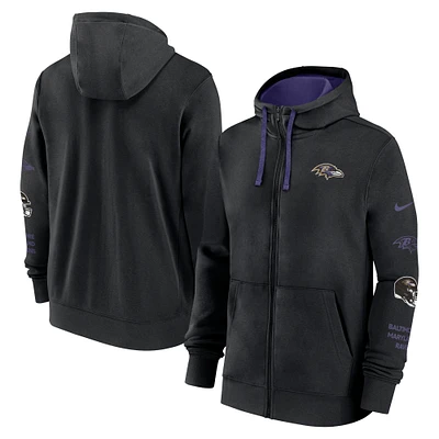 Men's Nike Black Baltimore Ravens Primetime Club Full-Zip Hoodie