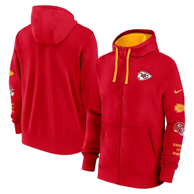 Men's Nike Red Kansas City Chiefs Club Full-Zip Hoodie Jacket