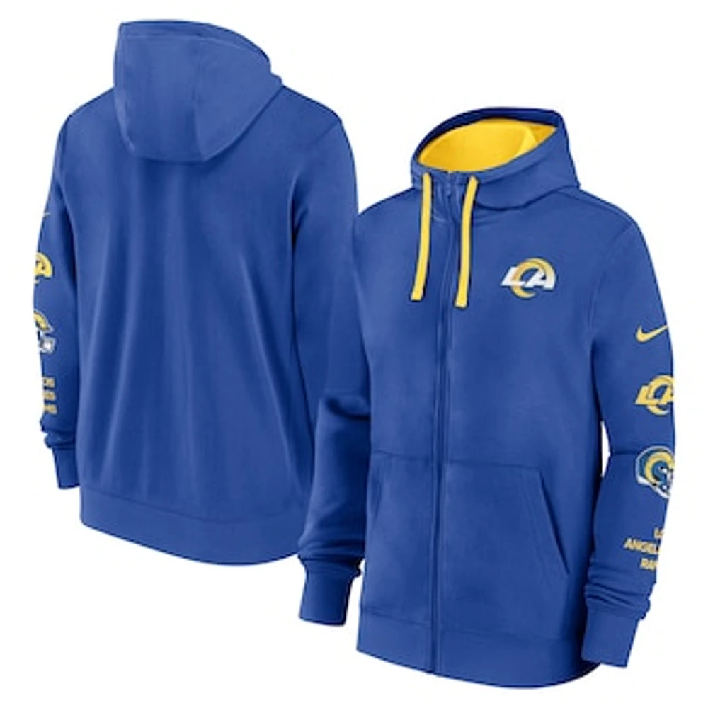 Men's Nike Royal Los Angeles Rams Club Full-Zip Hoodie Jacket