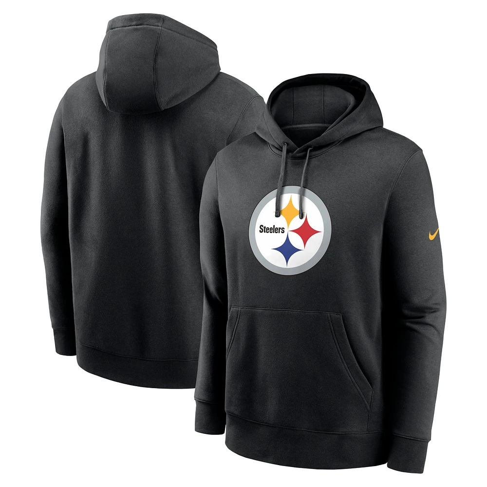 Men's Nike Black Pittsburgh Steelers Club Logo Pullover Hoodie