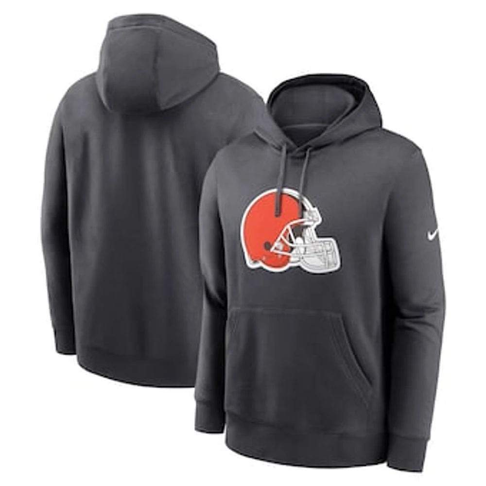 Men's Nike Anthracite Cleveland Browns Club Logo Pullover Hoodie