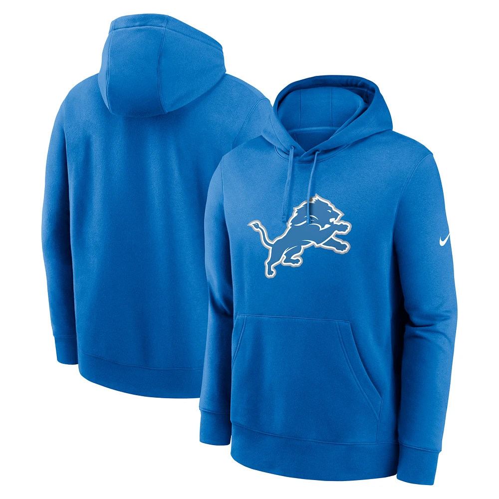 Men's Nike Blue Detroit Lions Club Logo Pullover Hoodie