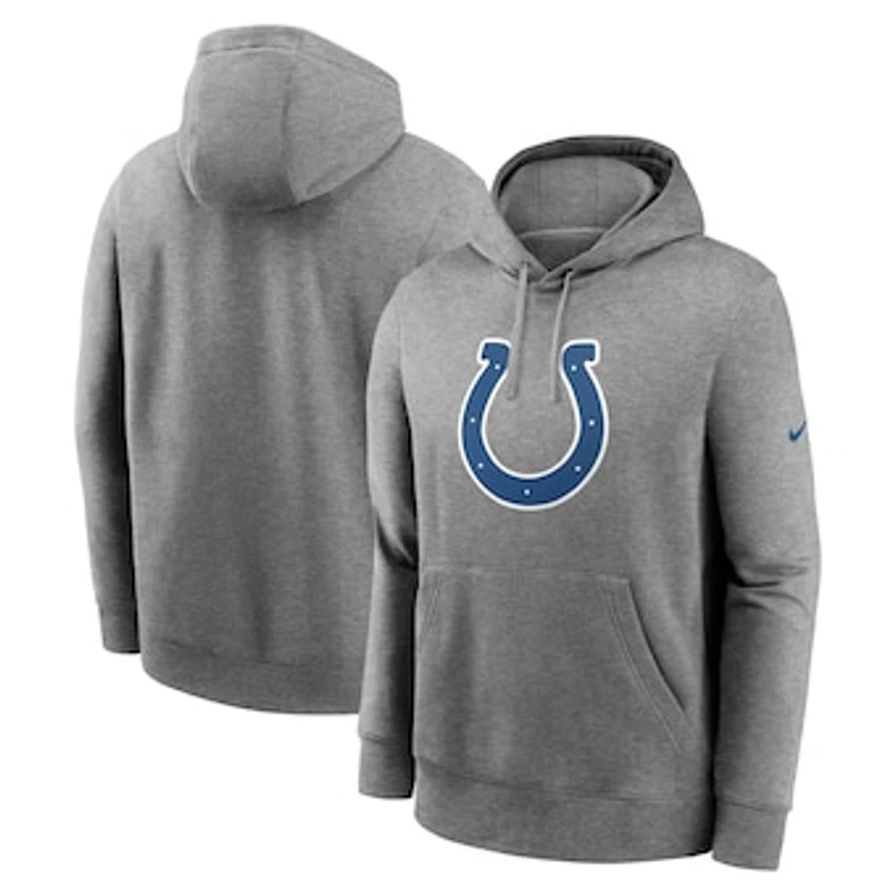 Men's Nike Heather Gray Indianapolis Colts Club Logo Pullover Hoodie