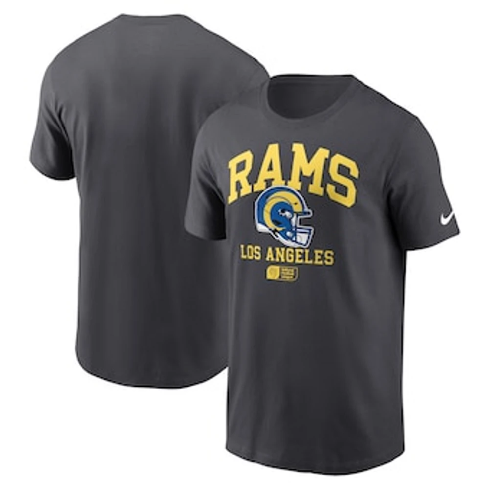 Men's Nike Anthracite Los Angeles Rams Helmet Essential T-Shirt