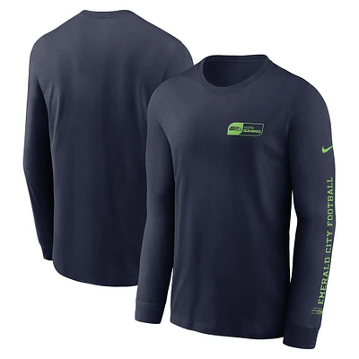 Men's Nike College Navy Seattle Seahawks All Out Long Sleeve T-Shirt