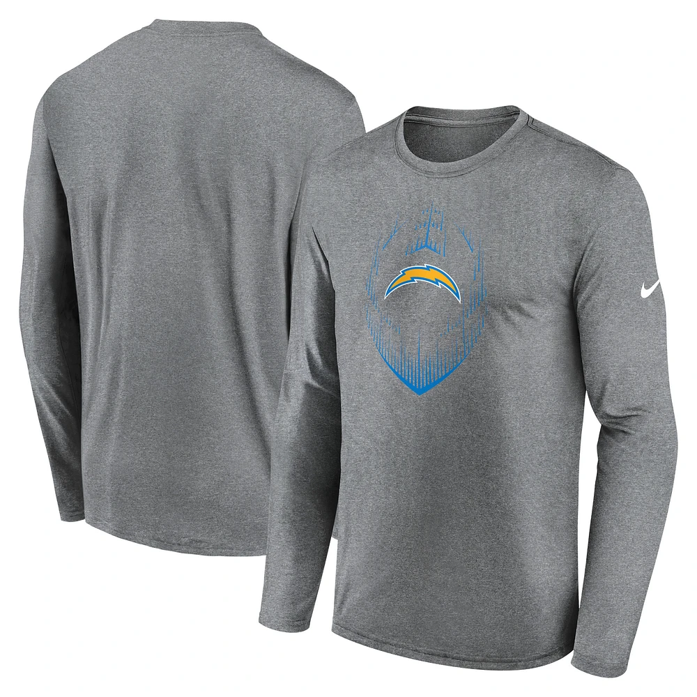 Men's Nike Heather Gray Los Angeles Chargers Legend Icon Long Sleeve T-Shirt