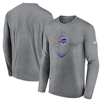 Men's Nike Heather Gray Buffalo Bills Legend Icon Long Sleeve T-Shirt