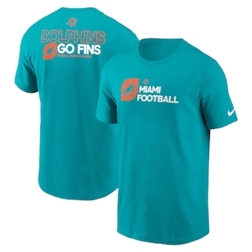 Men's Nike Aqua Miami Dolphins Outline T-Shirt