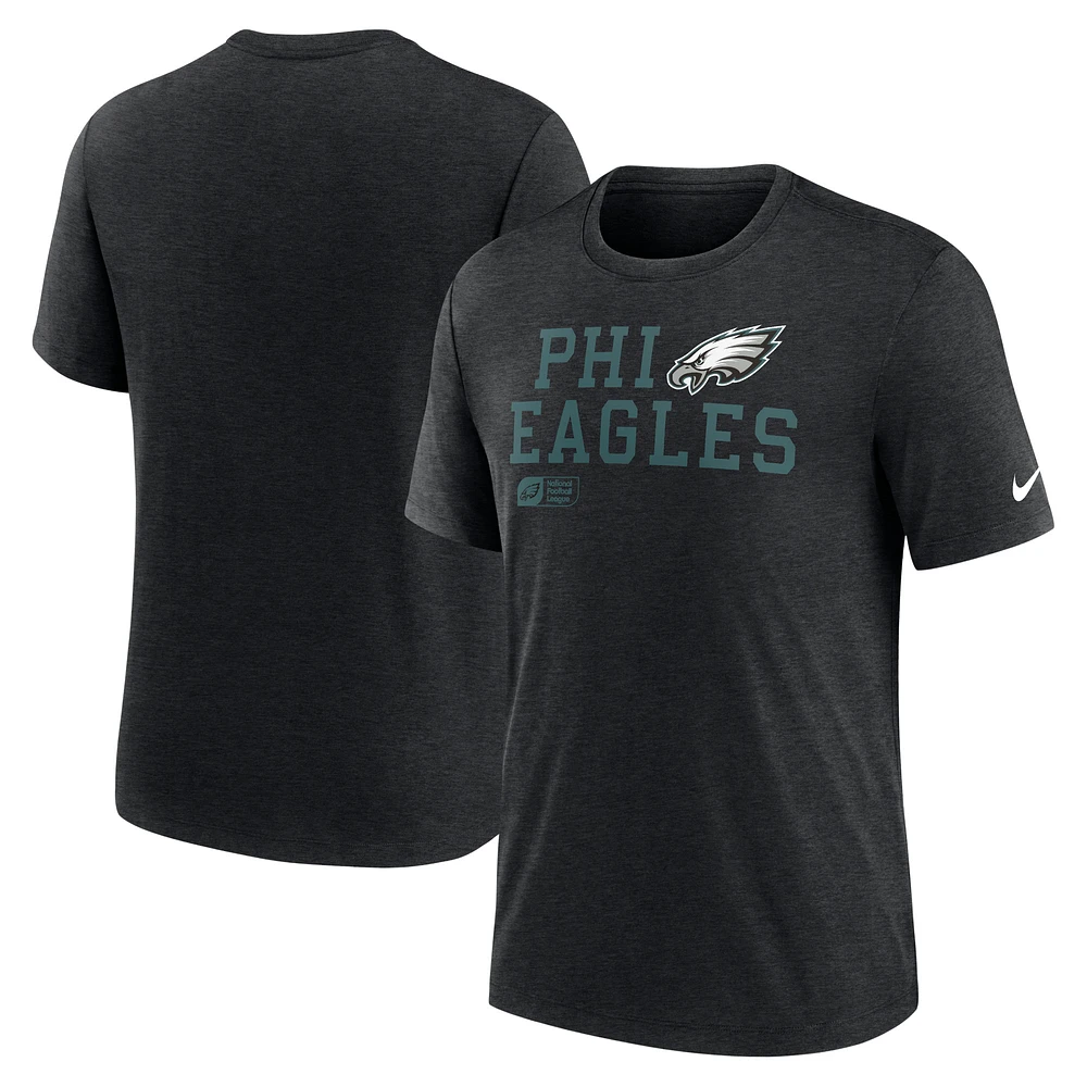 Men's Nike Black Philadelphia Eagles Overlap Lockup Tri-Blend T-Shirt