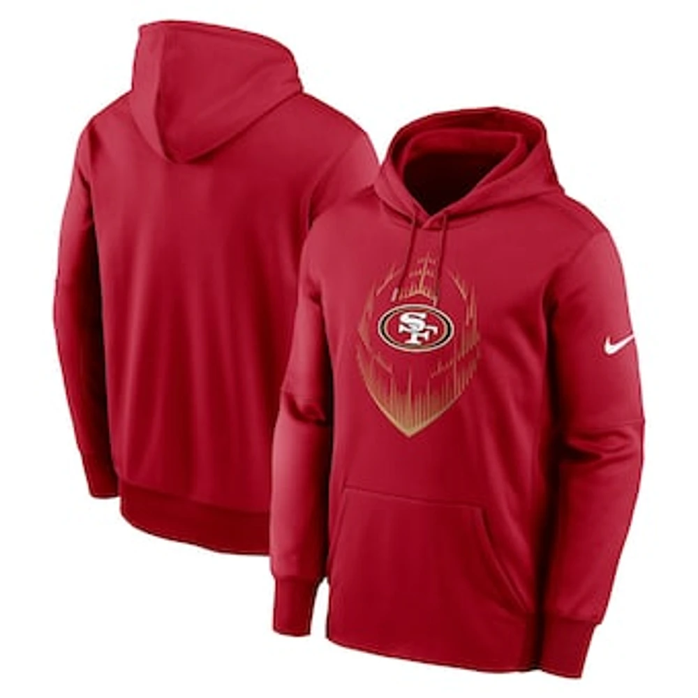 Men's Nike Scarlet San Francisco 49ers Icon Performance Pullover Hoodie