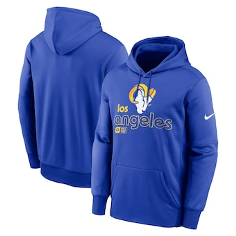 Men's Nike Royal Los Angeles Rams Performance Pullover Hoodie