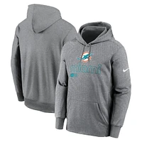 Men's Nike Heather Gray Miami Dolphins Performance Pullover Hoodie