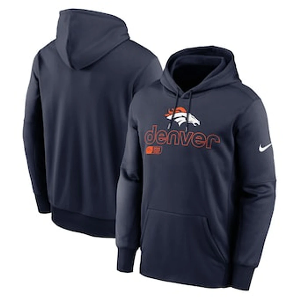 Men's Nike Navy Denver Broncos Performance Pullover Hoodie