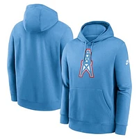 Men's Nike Light Blue Tennessee Titans Oilers Throwback Rewind Club Logo Pullover Hoodie