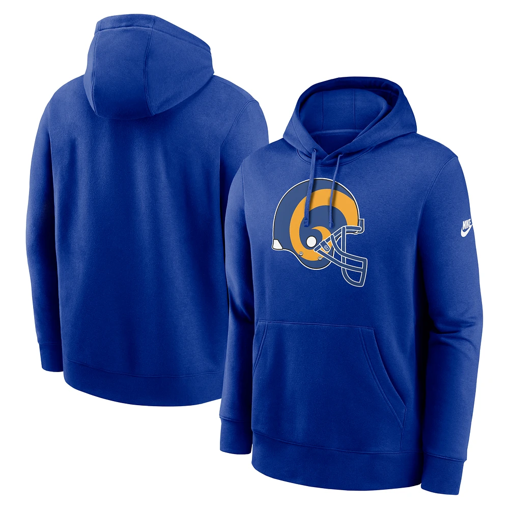 Men's Nike Royal Los Angeles Rams Rewind Club Logo Pullover Hoodie