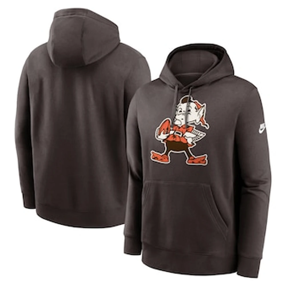 Men's Nike Brown Cleveland Browns Rewind Club Logo Pullover Hoodie