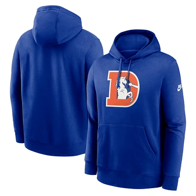 Men's Nike Royal Denver Broncos Rewind Club Logo Pullover Hoodie