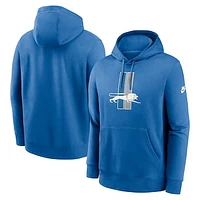 Men's Nike Blue Detroit Lions Rewind Club Logo Pullover Hoodie