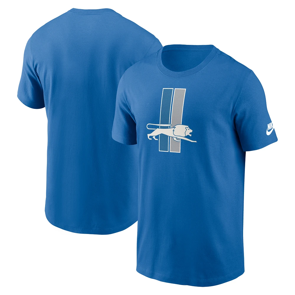 Men's Nike Blue Detroit Lions Rewind Logo Essential T-Shirt