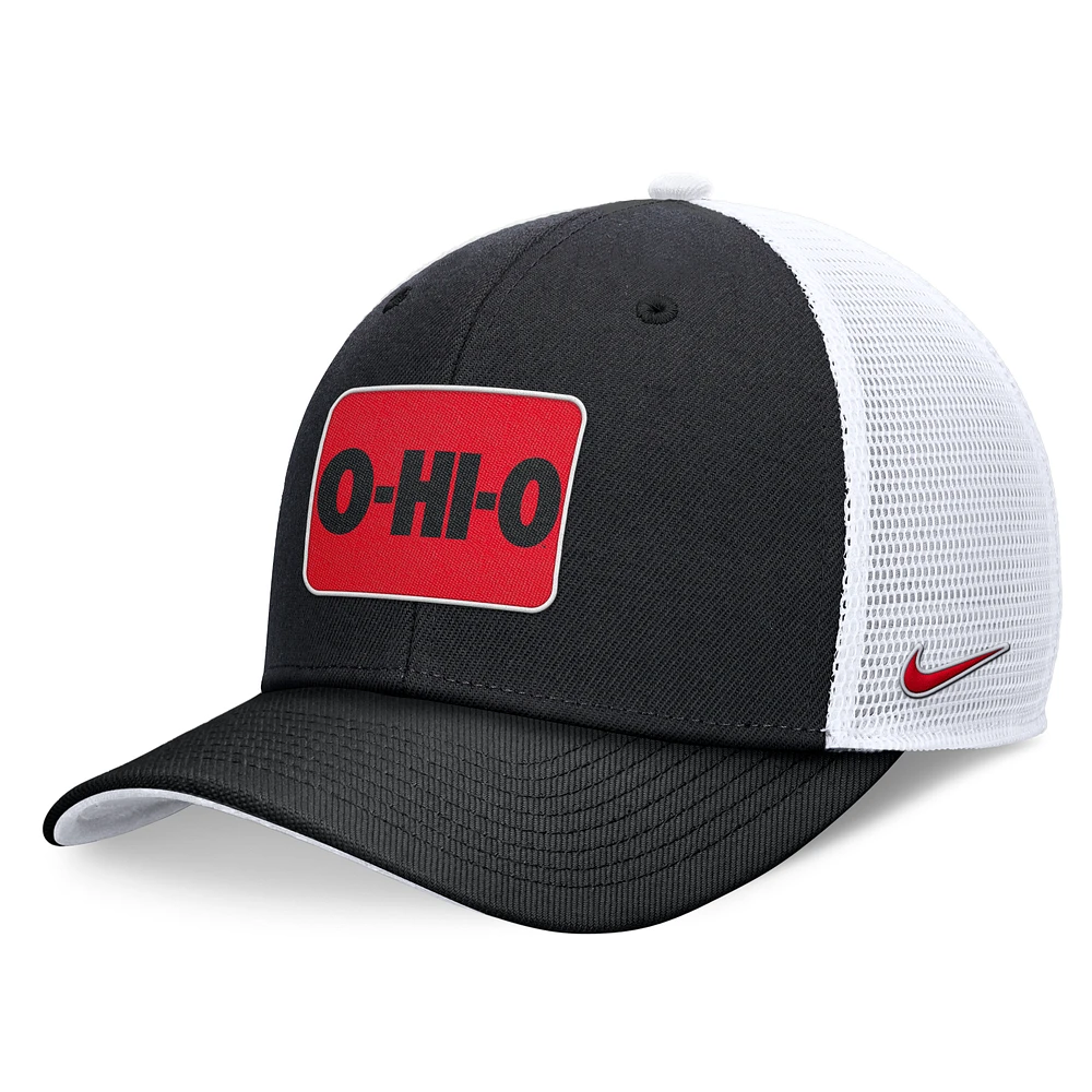 Men's Nike Black/White Ohio State Buckeyes Local Rise Trucker Adjustable Hat