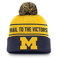 Men's Jordan Brand Maize/Navy Michigan Wolverines Local Peak Cuffed Knit Hat with Pom