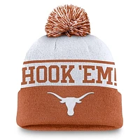 Men's Nike White/Texas Orange Texas Longhorns Local Peak Cuffed Knit Hat with Pom