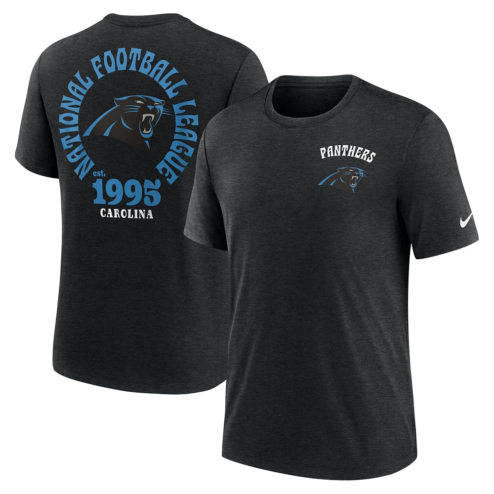 Men's Nike Black Carolina Panthers Rewind 2-Hit Tri-Blend T-Shirt