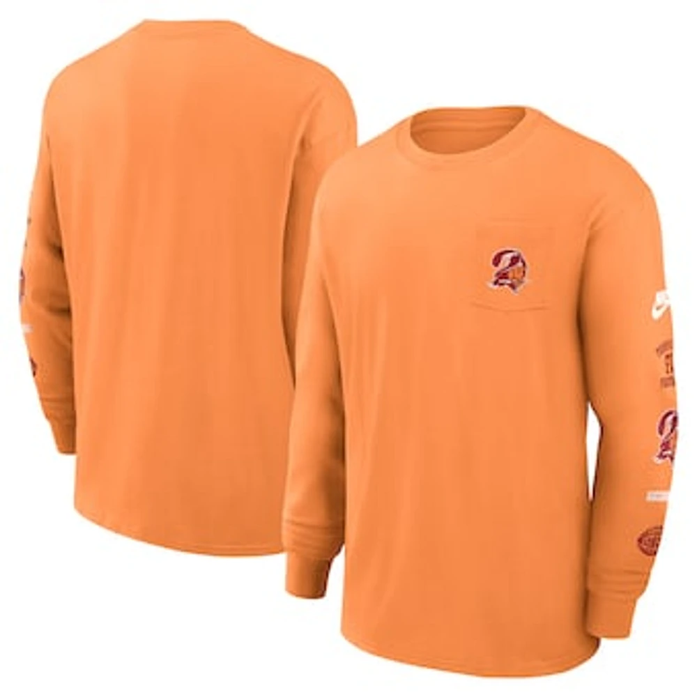 Men's Nike Orange Tampa Bay Buccaneers Rewind Heavy Max 90 Pocket Long Sleeve T-Shirt