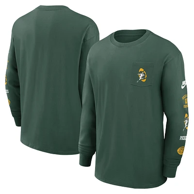 Men's Nike Green Green Bay Packers Rewind Heavy Max90 Pocket Long Sleeve T-Shirt