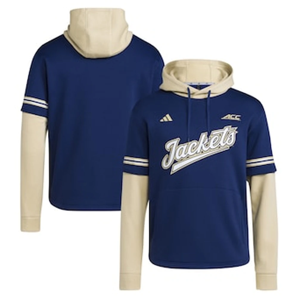 Men's adidas  Navy Georgia Tech Yellow Jackets Pullover Baseball Jersey Hoodie