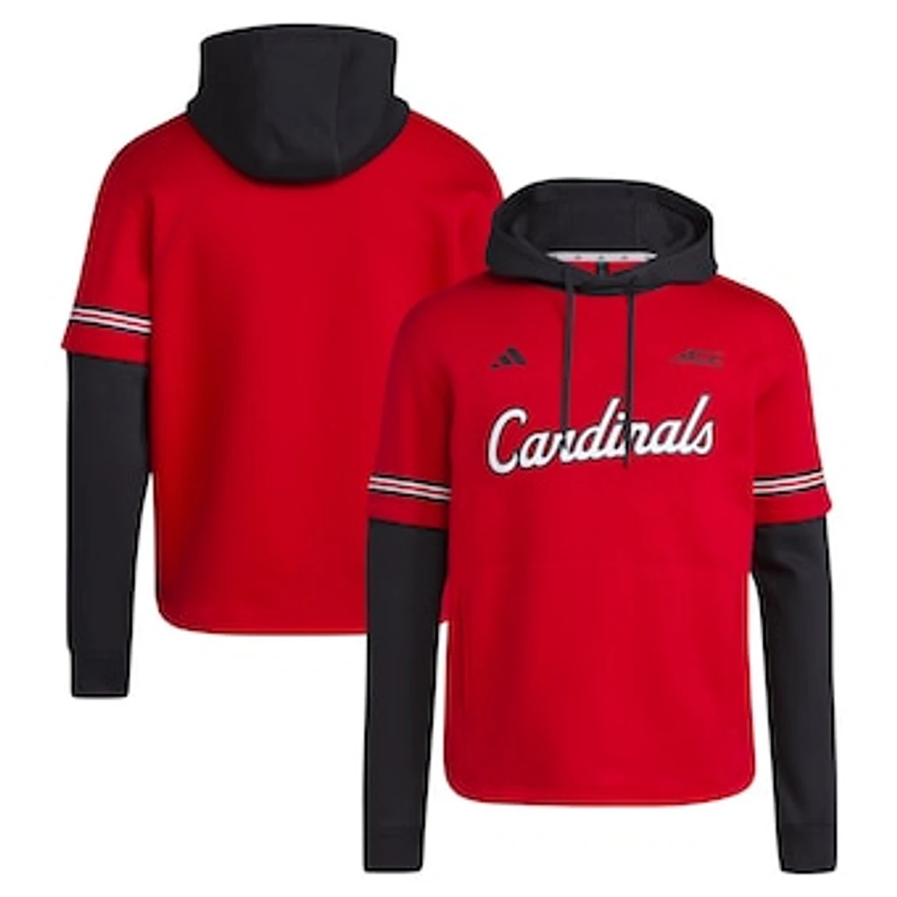 Men's adidas  Red Louisville Cardinals Pullover Baseball Jersey Hoodie