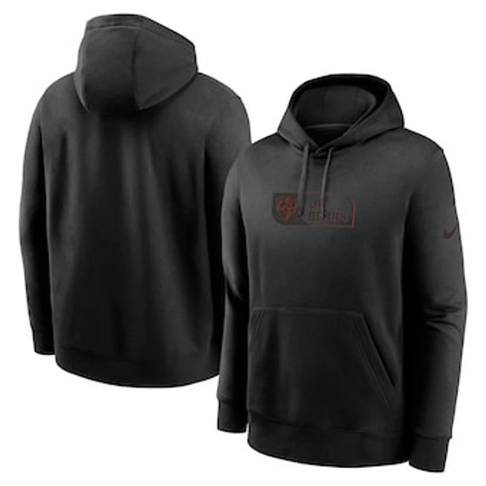 Men's Nike Black Chicago Bears Edge French Terry Club Pullover Hoodie