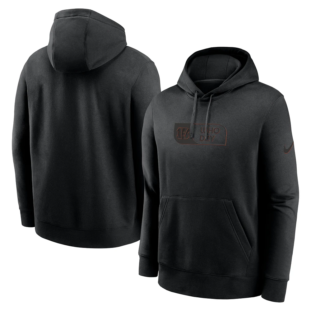 Men's Nike Black Cincinnati Bengals Edge French Terry Club Pullover Hoodie