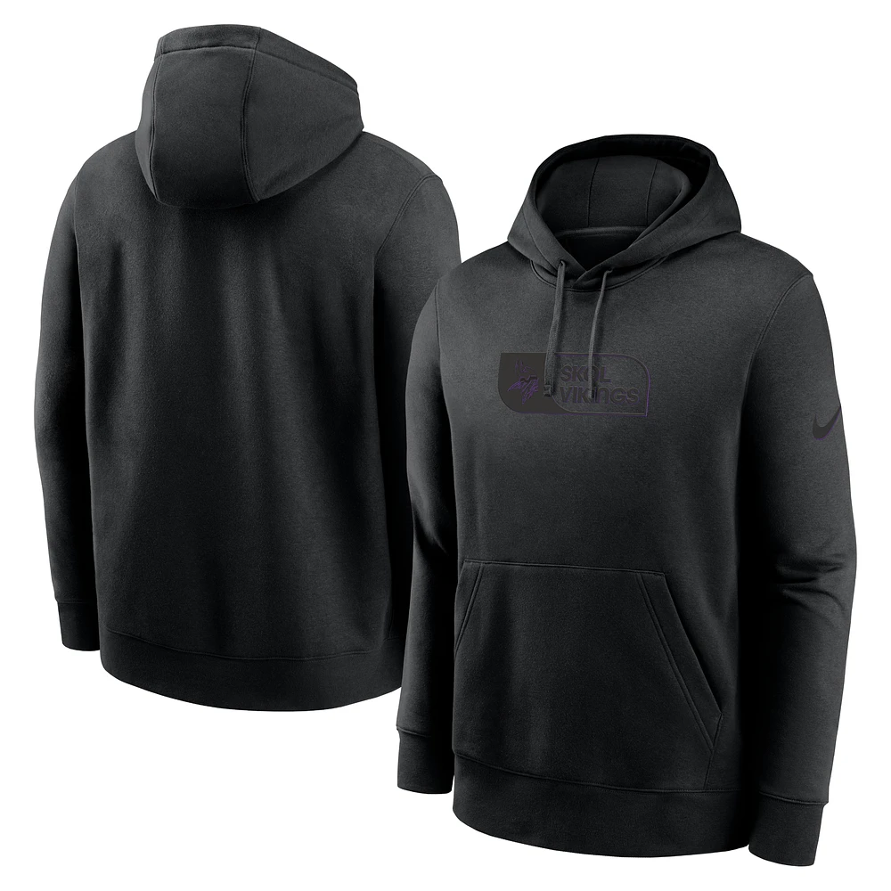 Men's Nike Black Minnesota Vikings Edge French Terry Club Pullover Hoodie