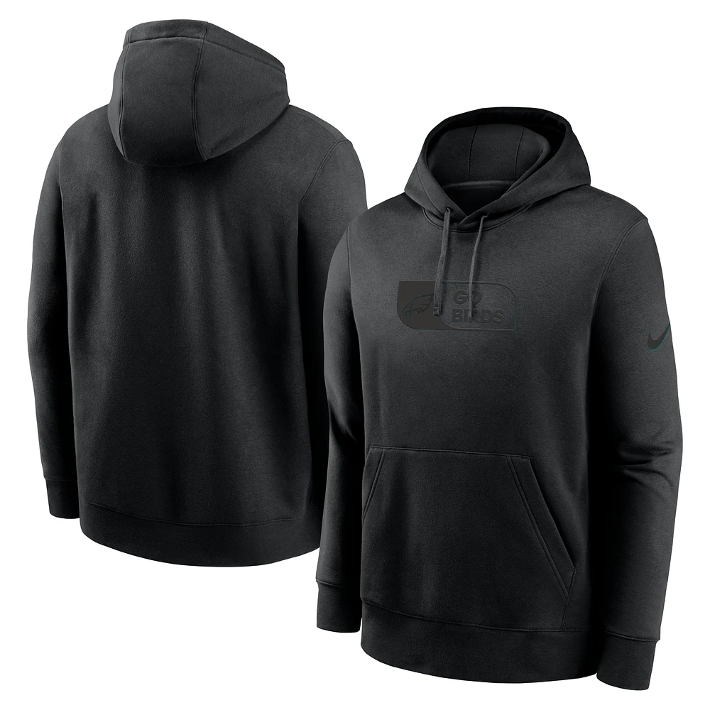 Men's Nike Black Philadelphia Eagles Edge French Terry Club Pullover Hoodie